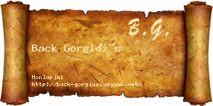 Back Gorgiás névjegykártya